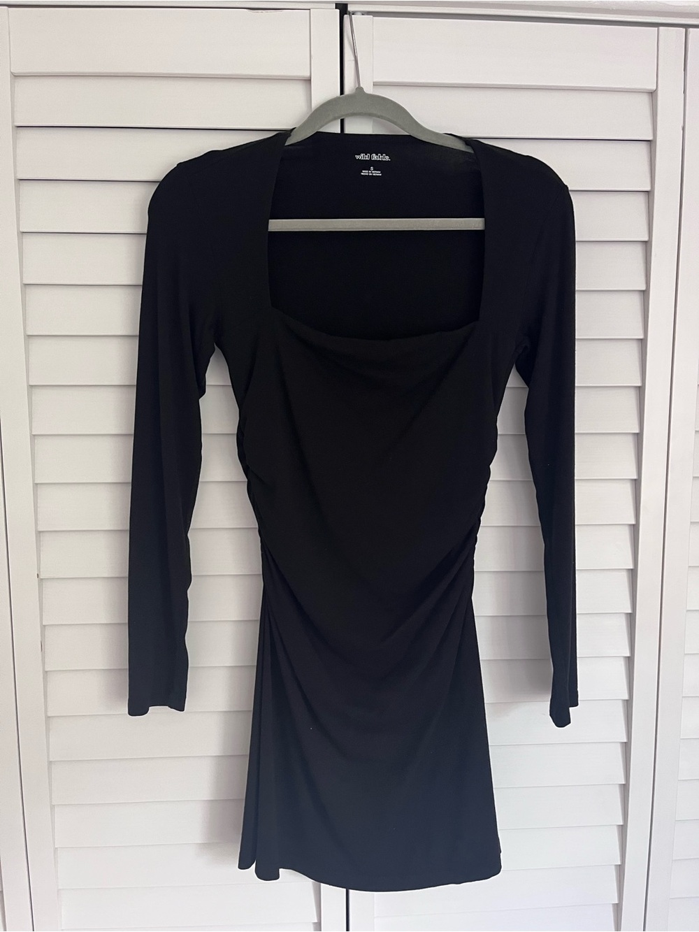wild fable Black Long-Sleeve Square Neck Mini Dress